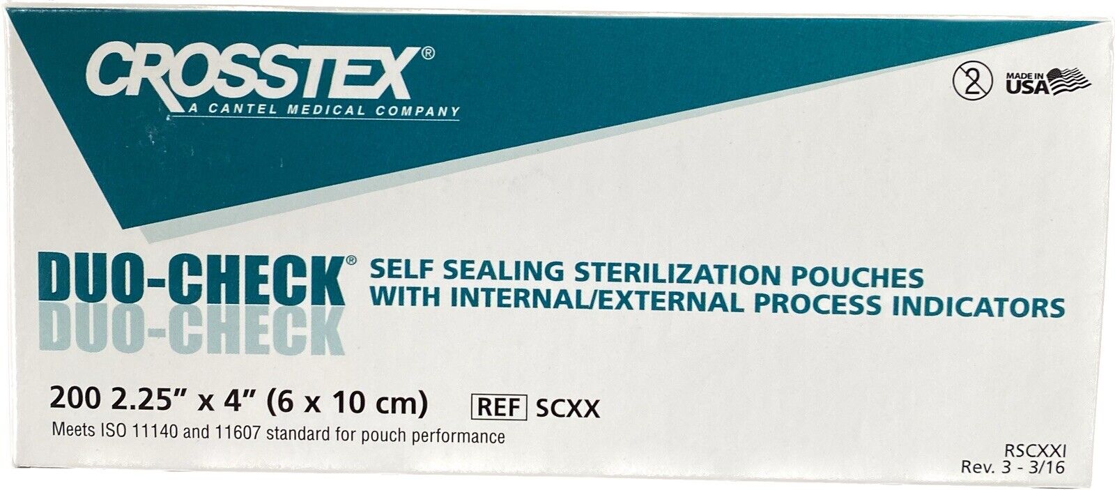 Crosstex SCXX Duo-Check Self Sealing Sterilization Pouches 2.25
