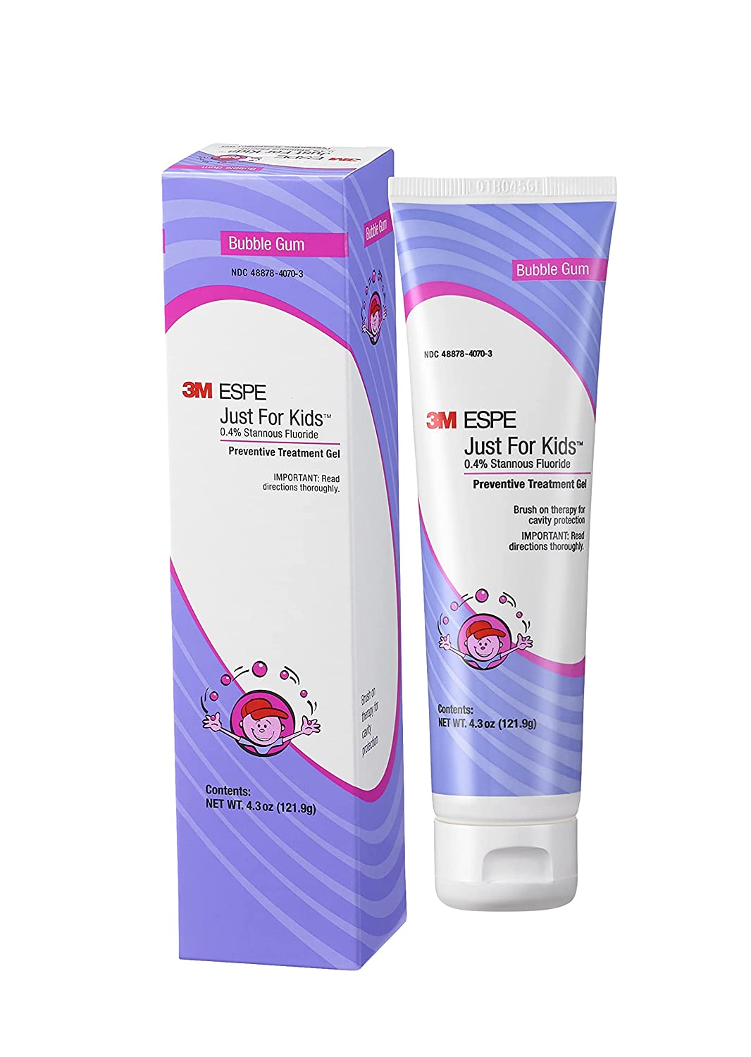 3M ESPE 12107B Just For Kids 0.4% Stannous Fluoride Gel Bubble Gum